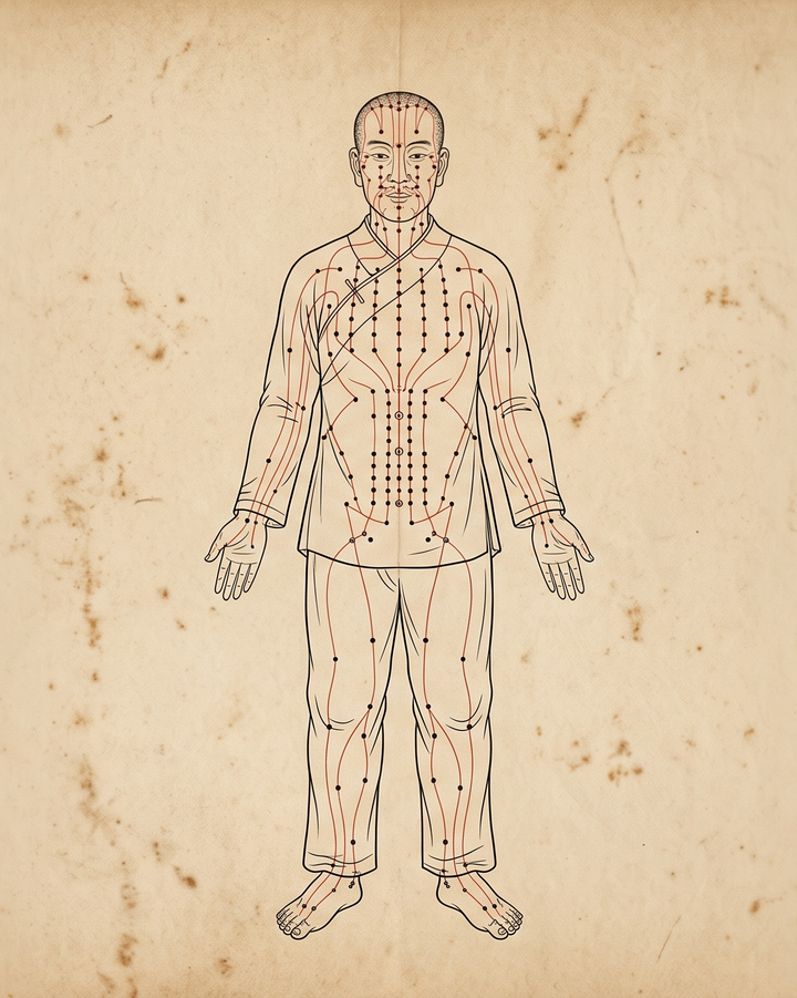 Chinese medicine chart showing the meridians of the body