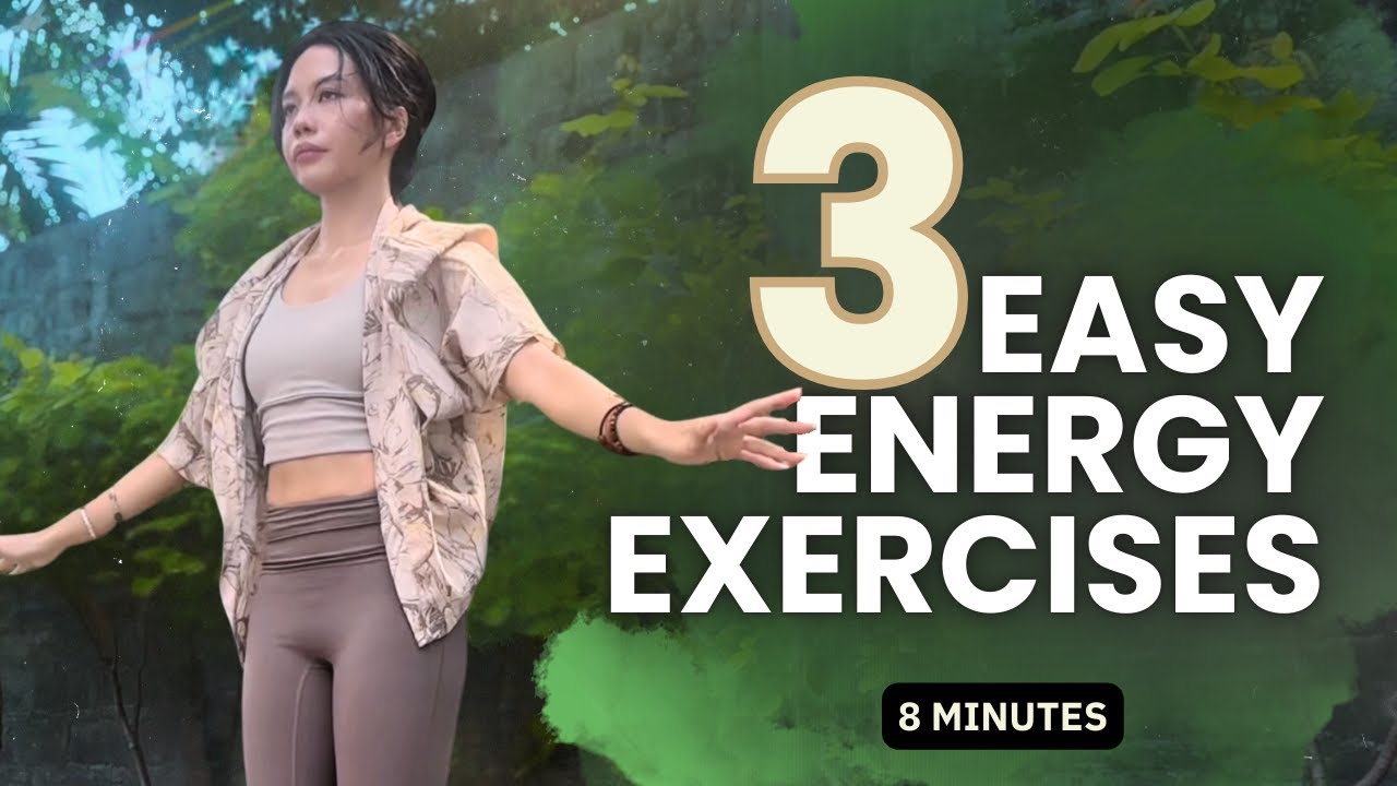A lady performing 3 Qigong exercises