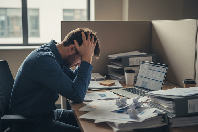 create an image of someone that is stressed out